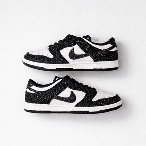 Nike dunks, black and white with rhinestones size 5 youth and 7 1/2 women